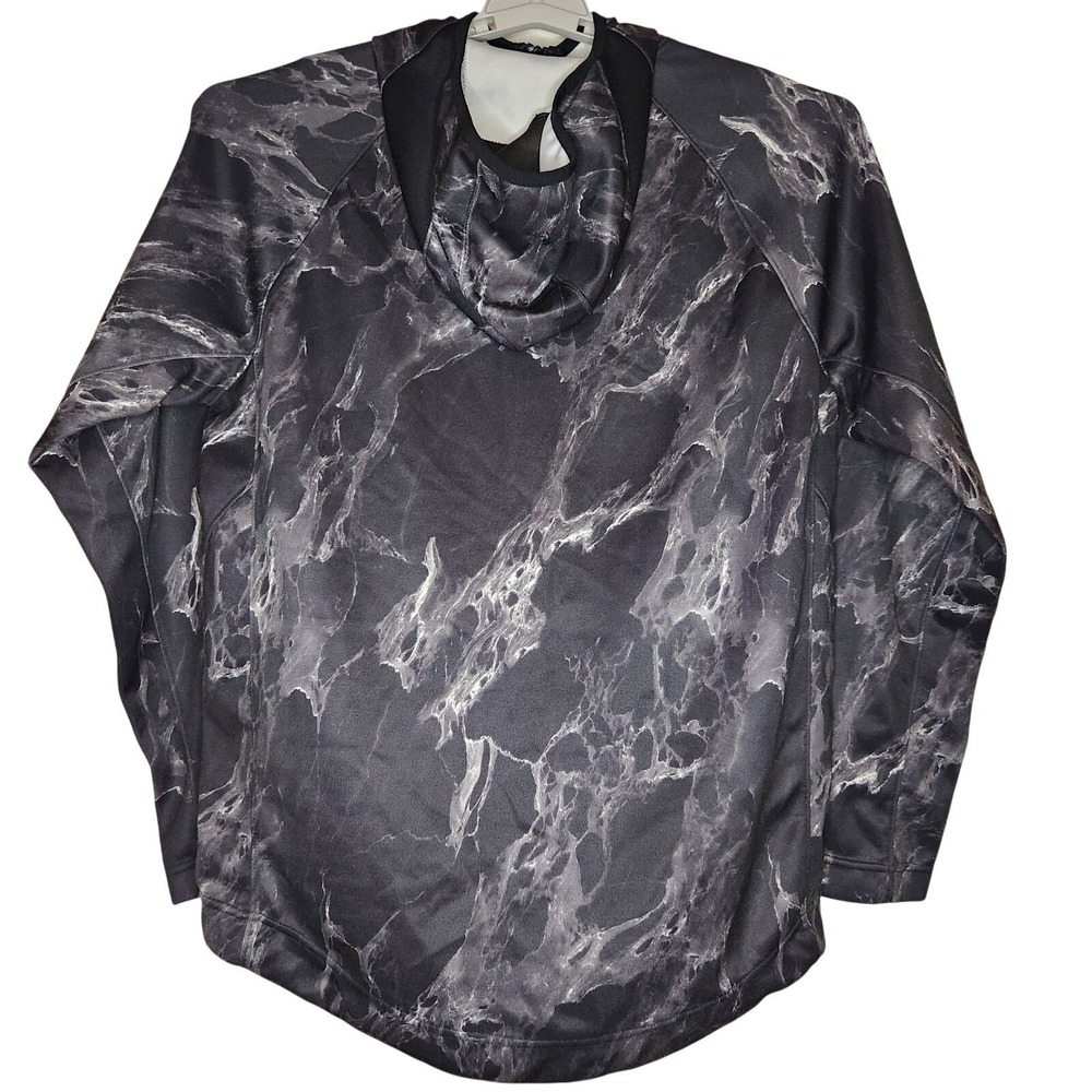 NIKE Hoodie Track Jacket Mens Medium Black Gray Dri-FIT Full Zip Marble Smokey - Picture 2 of 8